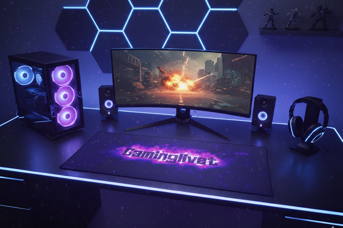 RobTheSir "Neon Blaze" XL Desk Mat (OBS: FORHÅNDSSALG MED SIGNATUR)